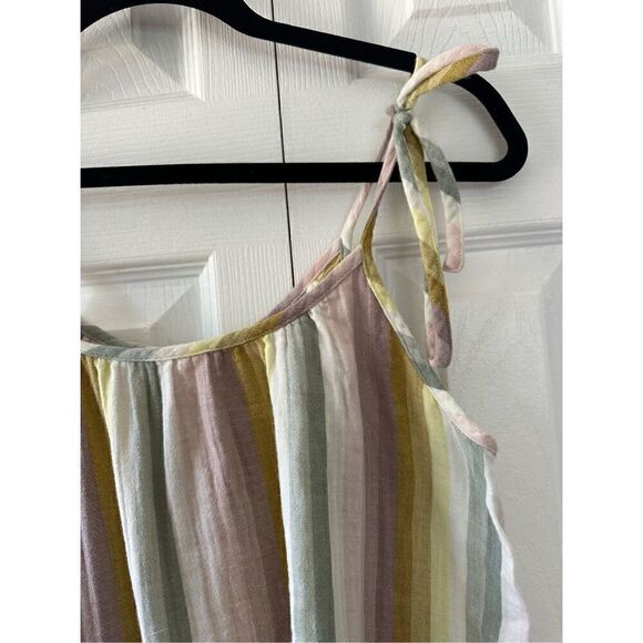 Madewell Lightestspun Tie-Strap Ruffle-Hem Cover-Up Dress in Rainbow Stripe - Picture 6 of 9